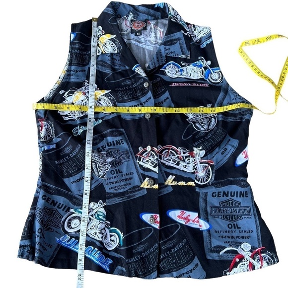Vintage Harley-Davidson x Tori Richard Button Front Sleeveless Top Medium Hawaii - Picture 11 of 13
